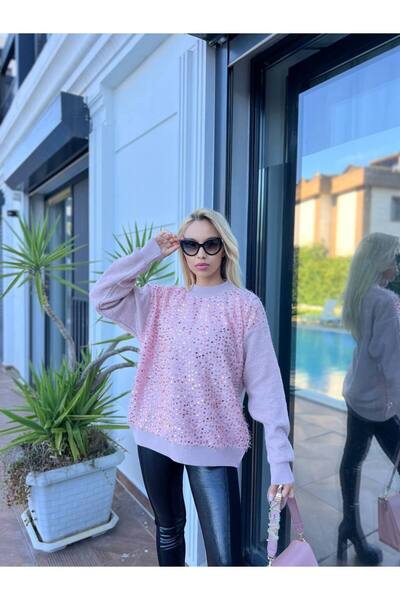 For Angels Towel Knitted Front Sequin Sweater