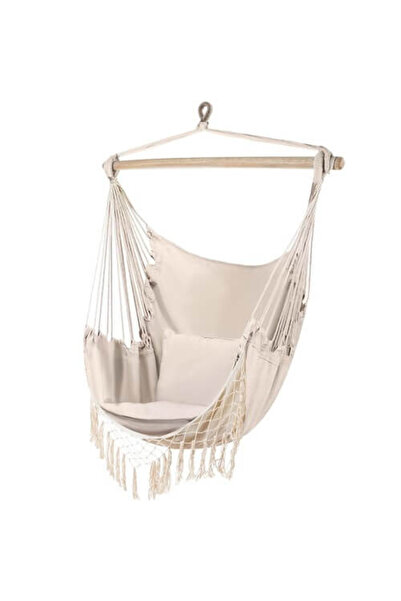 Micostore Hamac tip scaun brazilian, bej, 120kg, 2 perne, pentru terasa si gradina