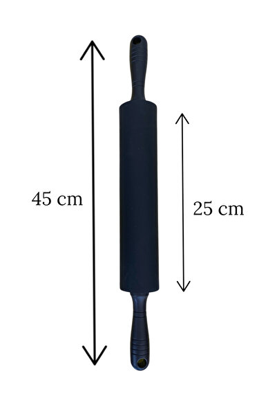 Multiamo Large Size Silicone Dough Rolling Mat Plastic Handle Silicone Roller Metal Dough Cutting Apparatus Black