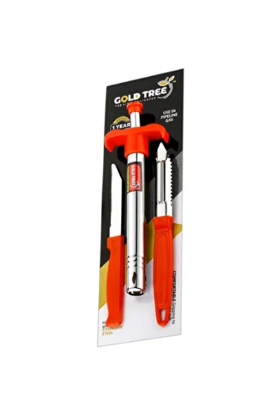Bisbell Stainless Steel Gas Lighter with Knife & Peeler, 3-Piece,BB1816