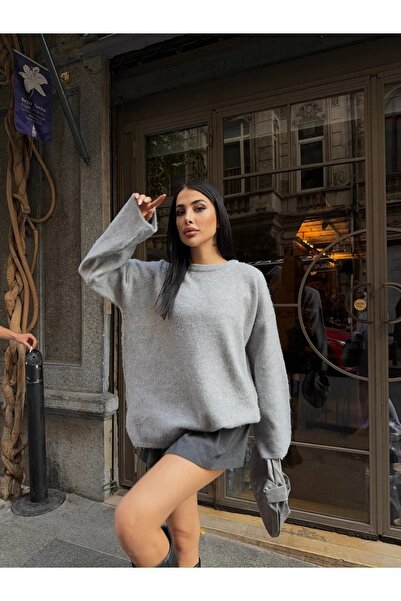 K-ODEA BUTİK Dámský oversize pletený svetr – měkký texturovaný rolák