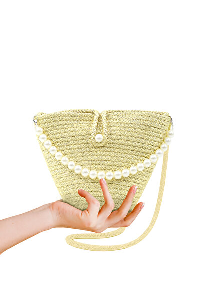 SHAKA Жовта SHK245 Перлинна Плетена Тканина Односекційна, Сумка на Ремінці, С...