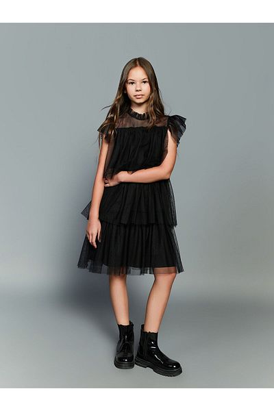 LC Waikiki New Season Crew Neck Layered Girl's Tulle Dress