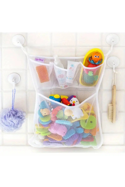 Choice White Baby Shower Bath Toys White Baby Kids Toy Storage Mesh With Stro...