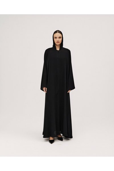 SOROSE SA Internet Abaya Double Cloche with Snap Design and Wide Sleeves - Black - Double Cloche Abaya