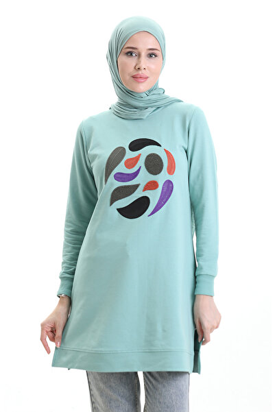 sefamerve Ribbed Slit Araboy Tunic 9117-03 Green