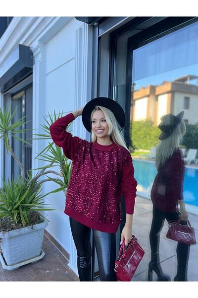 For Angels Towel Knitted Front Sequin Sweater