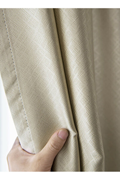 Generic Velcro High Blackout Curtains, 1 Panel Without Rods Curtains (Beige 120W x 200H cm)