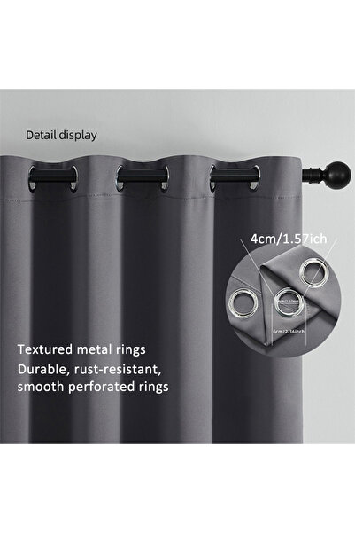Generic Solid Blackout Curtains, 1 Panel Drapes Grommet Room Window Curtains (Grey 106W x 213H cm)