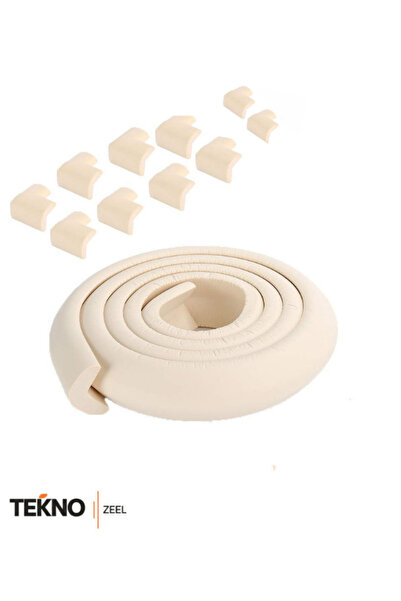 teknozeel Krem Renk Kauçuk Kenar Köşe Koruyucu Set 10 Adet Köşe Koruyucu ve 2...