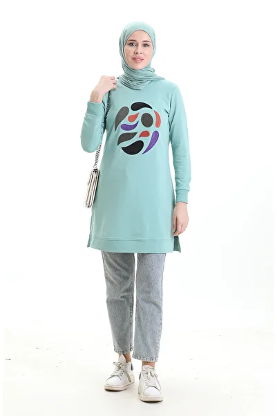 sefamerve Ribbed Slit Araboy Tunic 9117-03 Green