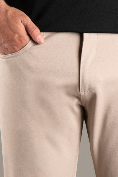ZEKİ ÖZER Men's Beige Flexible Linen Pants