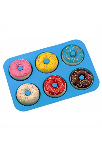 OEM Silicone Donut Baking Mold, Heat Resistant, Blue, 26x18cm