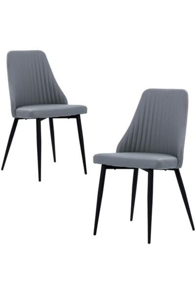 Vanity Living Modern Dining Chairs Set of 2 with Grey PU Cushion Seat Back