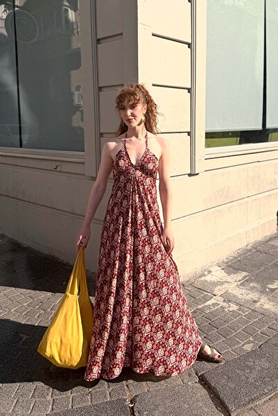 Clandestino Backless Summer Bohemian Dress Purple - Brown