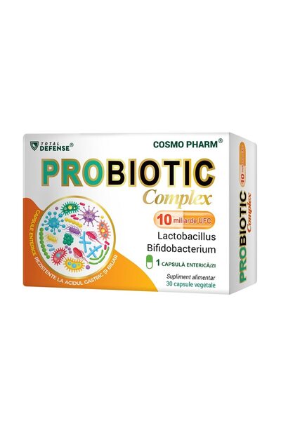 Cosmo Pharm Dietary Supplement Probiotic Complex 10 Billion CFU Total Defense, 30 Vegetable Capsules
