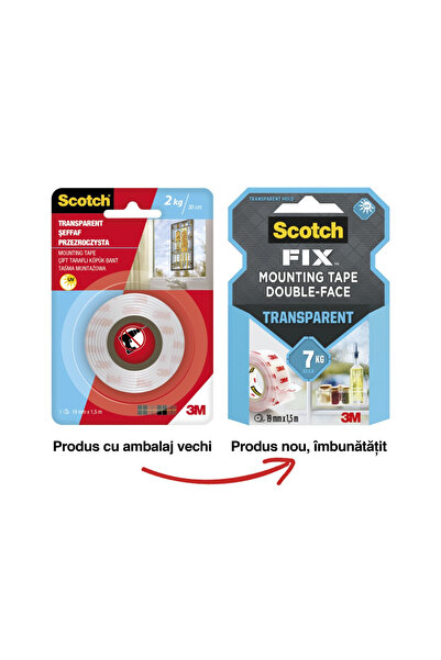 Scotch Διαφανής ταινία στερέωσης διπλής όψης, 19 mm x 1,5 m, Scotch-Fix™