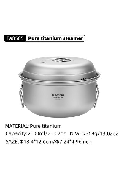 Choice 2.1ML Steamer Tiartisan 2.1L/ 2.8L Titanium Camping Pot Set Outdoor St...