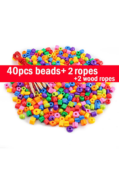 Choice 40pcs beads Primary Lacing Beads Educational Montessori Stringing Toy Autism Toys Toddlers Kids Pres