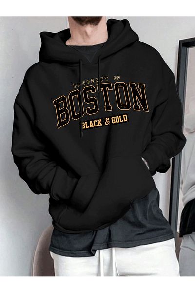 uyguntarz Unisex Boston Printed Oversize Sweatshirt