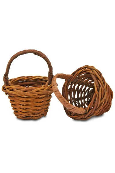 Meyco Set of 2 Mini Decorative Woven Baskets, 5x6 cm, Brown Color