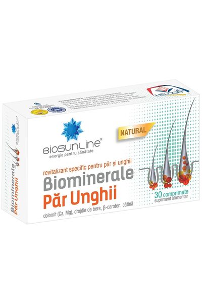 HALCOR Supliment Biominerales pentru păr și unghii, BioSunLine, 30 de comprimate