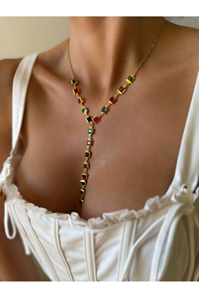 İNN JEWELLERY KADIN GOLD RENK ÖZEL TASARIM ÇELİK Y KOLYE KARARMAZ (2 YIL İTHA...