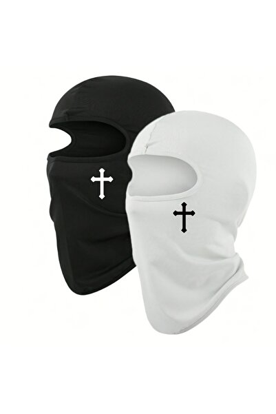 Choice قناع وجه كامل قابل للتنفس أسود وأبيض من قطعتين، مناسب لركوب الدراجات ا...