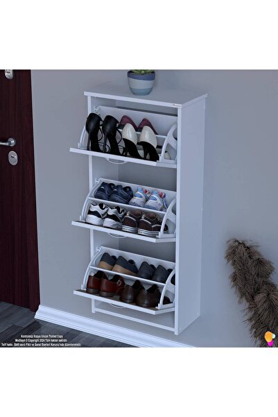 Modilayn WEST Asma Antre 52 x116x 26 cm’ lik 3 Düşer Kapak 6 Göz Bölmeli Ayakkabılık