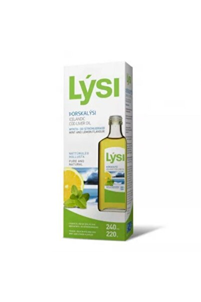 Lysi Ulei de ficat de cod cu aromă de lămâie și mentă, 240 ml,