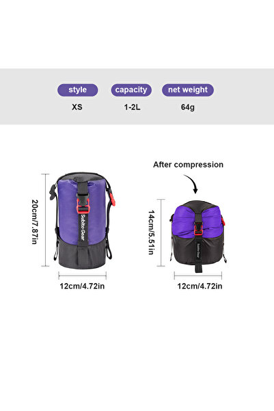 choice2 حقيبة نوم للتخييم أرجوانية سعة 1-2 لتر، حقيبة تخزين مضغوطة للتخييم في...