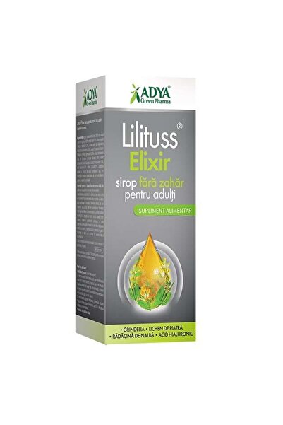 ADYA GREEN PHARMA Sirop fără zahăr pentru adulți Lilituss Elixir 180 ml Adya Green Pharma