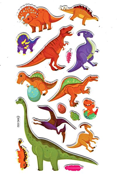Limmy Sticker Embossed Sticker Decal Sticker (Xhc032)-18X9 Cm- Colorful Dinosaur