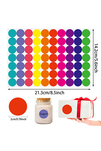 Choice 2cm-350pcs 350-700pcs 10 Colors Colorful Dot Glue Stickers, Round Labe...