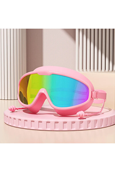 Choice نظارات سباحة مطلية بالكهرباء باللون الوردي مقاس XXL نظارات سباحة بإطار كبير إطار كبير عالي الدقة بزاوية واسعة مضادة للضباب