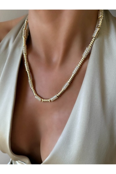 İNN JEWELLERY Women's Gold Color Special Design Steel Necklace No Tarnishing (2 Years Importer Guarantee)