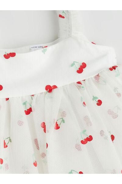 LC Waikiki New Season Square Collar Cherry Printed Baby Girl Tutu Dress