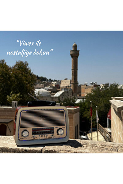 viwex Şarjlı 301 Müzik Kutusu Bluetooth Nostaljik Radyo Fenerli ve Mavi Ledli...