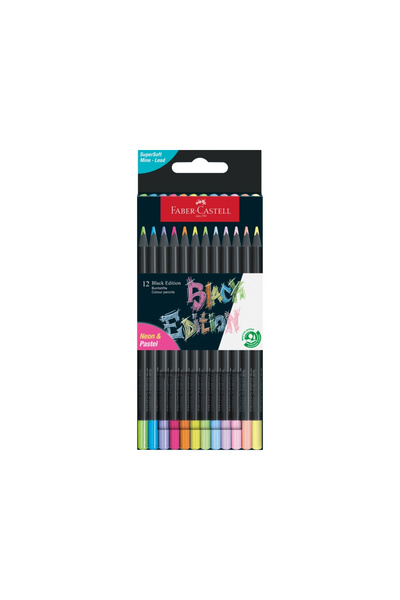 Faber Castell Faber-Castell black edition pastel + neon triangular colored pe...