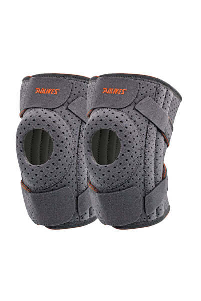 Aolikes 7611--زوج واحد من دعامات الركبة باللون الرمادي الداكن مع مثبتات جانبي...