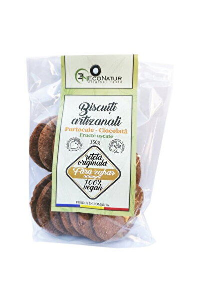eco natura pet Artisanal Biscuits with Orange and Chocolate, Sugar-Free 150g Econatur