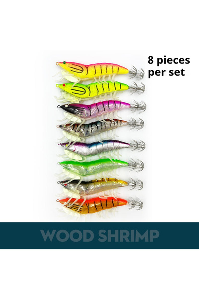 Choice 8 قطع من خطافات الحبار الخشبية المضيئة بألوان عشوائية مع خرزات خشخشة و...