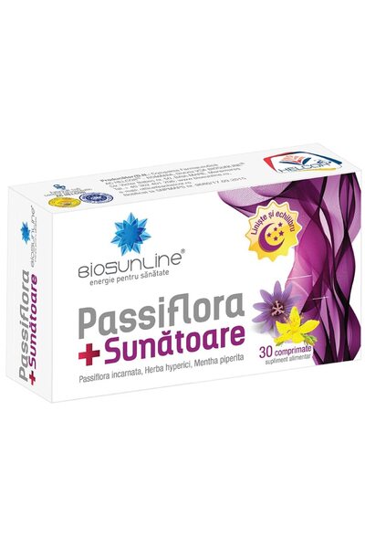 HALCOR Supliment cu Passiflora și Sunătoare, BioSunLine, 30 de comprimate