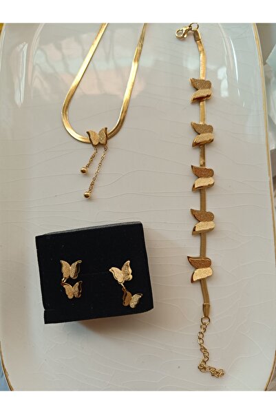 Kudi مجموعة أساور وقلادة على شكل فراشة متدلية على شكل سلسلة