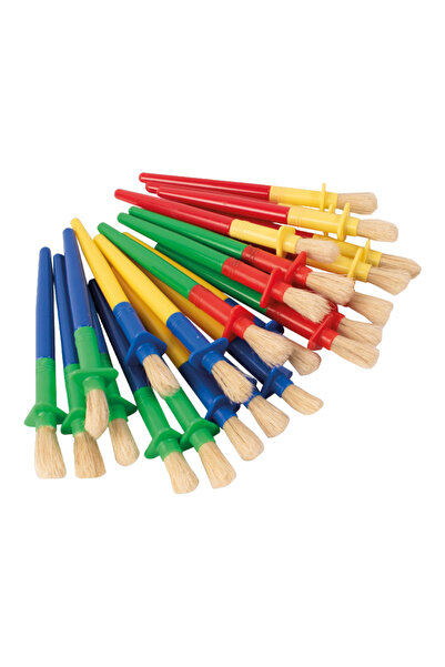 Playbox Комплект от 24 дебели четки, дръжка със защита, за малки деца