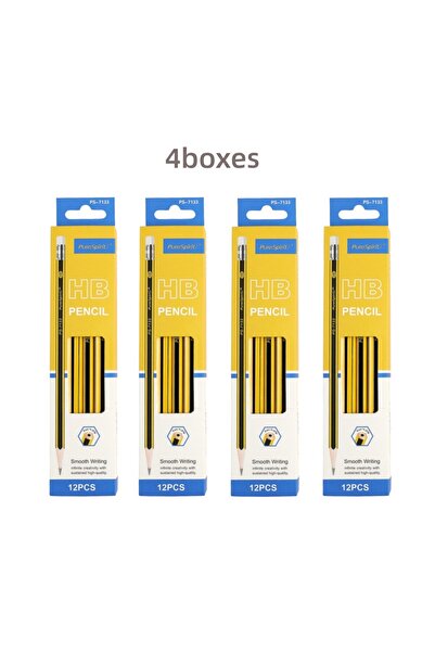 Choice ps-7133 4 صناديق 12 قطعة أقلام رصاص خشبية مع ممحاة أقلام رصاص جرافيت H...
