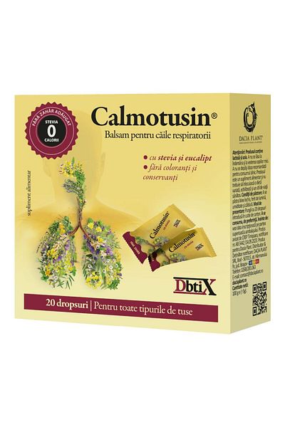 Dacia Plant Stevia and Eucalyptus Lozenges for All Types of , Calmotusin, Dacia Plant, 20 Lozenges