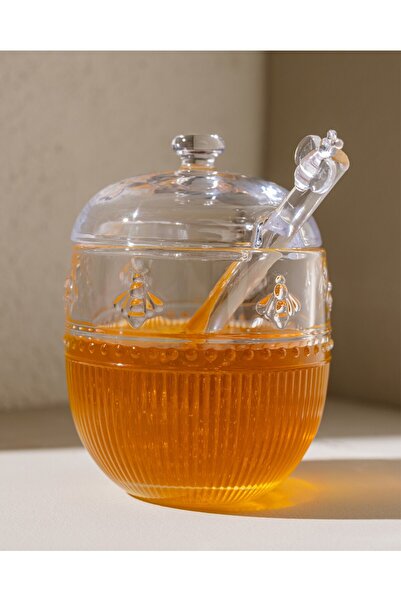 Madame Coco Abeille Glass Honey Jar with Spoon - Transparent - 240 ml