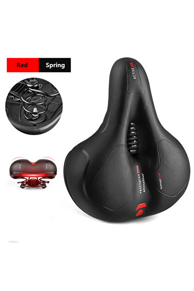 Choice سرج دراجة عريض باللون الأحمر الربيعي، عاكس للضوء، ماص للصدمات، مجوف، ي...