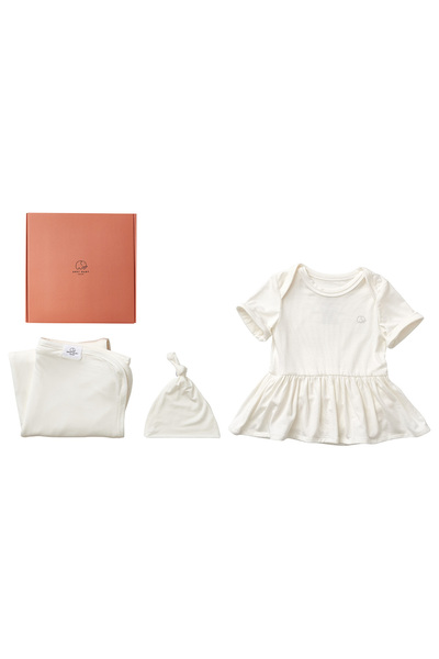 Anvi Baby Bamboo Onesie Dress New Born Gift Set- Girls - White_0-3M